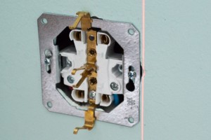 Using laser level to align the outlet