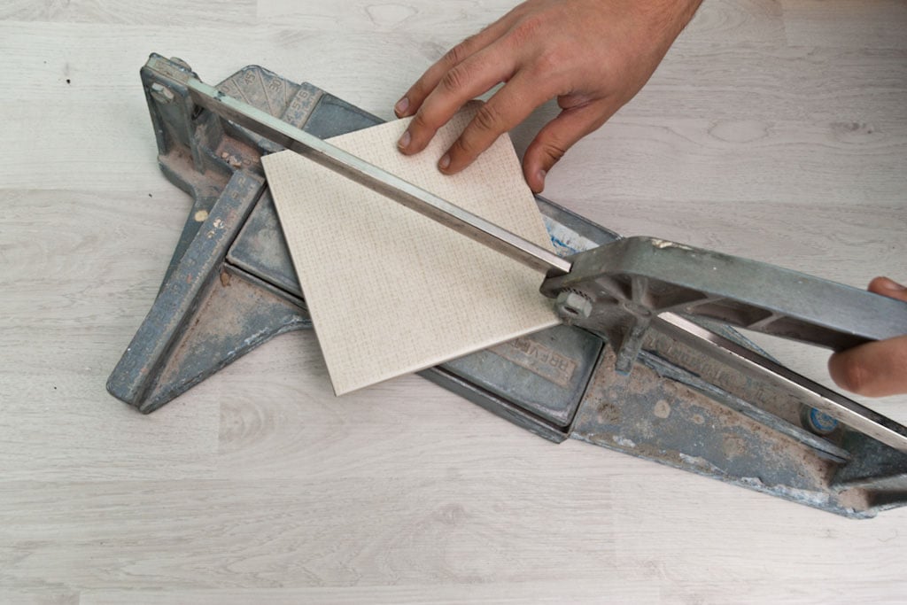 Cutting ceramic tile diagonally