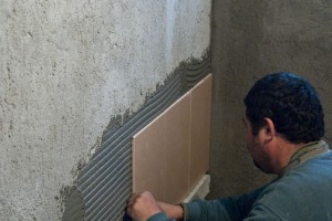 Installing tile in bathroom