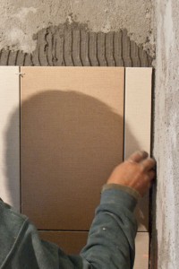 Installing cut tile in corner