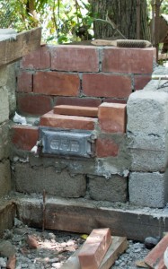 Outdoor stove brick wall Building the stove ashtray