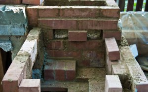 Building the outdoor stove chimney Building the outdoor stove chimney