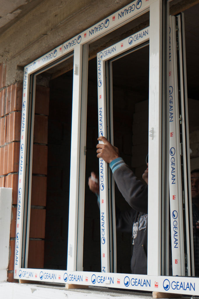 Attaching the window to the PVC frame