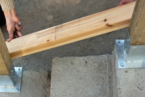 Marking the cut lines on the bottom railing Marking the cut lines on the bottom railing