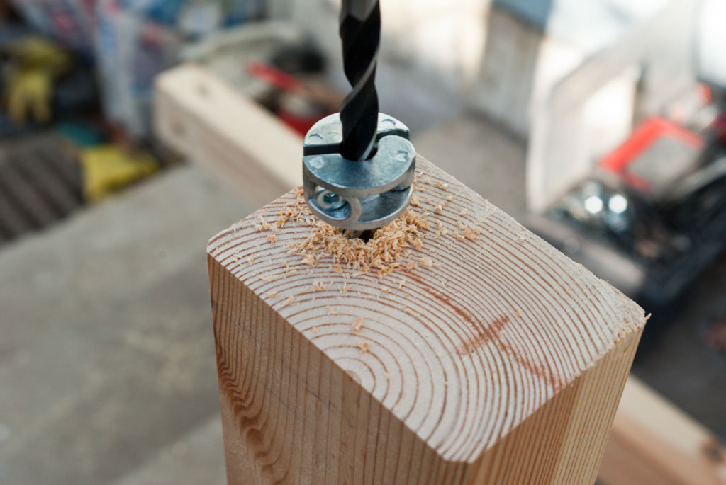 Drilling holes in the wood joint parts