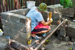 Making sure the walls are plumb Making sure the walls are plumb