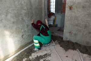 Puring screed on floor Puring screed on floor