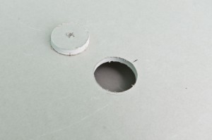 Cutting circular saw in drywall Cutting circular saw in drywall
