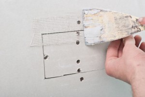 Covering the seams with mesh tape