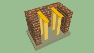 Brick barbecue countertop formwork