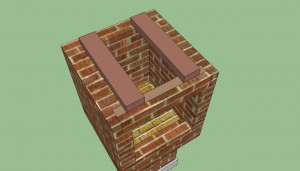 Prefabricated beams support the chimney