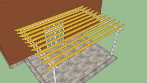 Installing pergola crossbeams Installing pergola crossbeams