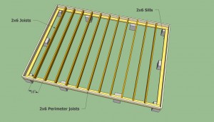 Storage shed floor joists