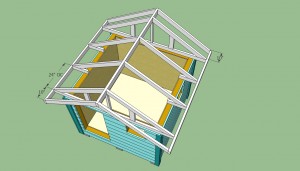 Building the roof of the wooden playhouse
