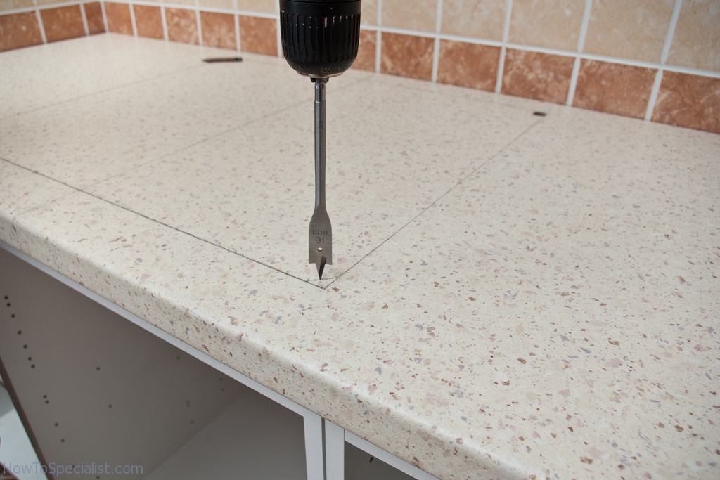 Cut A Hole In Laminate Countertop, How To Cut Laminate Countertop For Sink