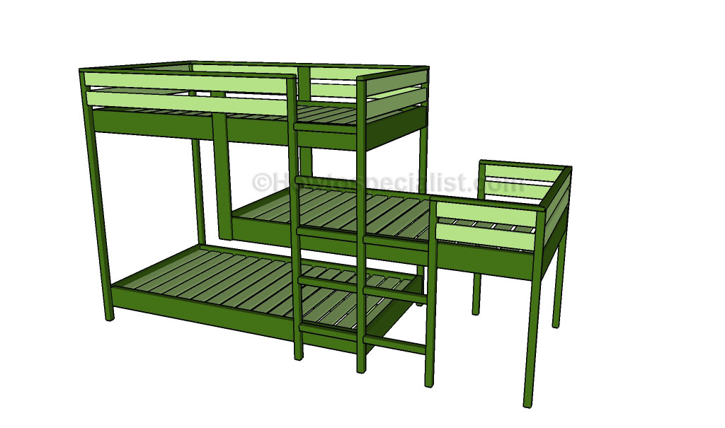 Triple Bunk Bed Plans Howtospecialist, Three Level Bunk Bed Plans