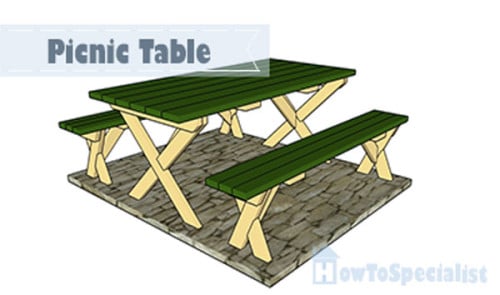 A Picnic Table With Separate Benches, Detached Bench Picnic Table Plans